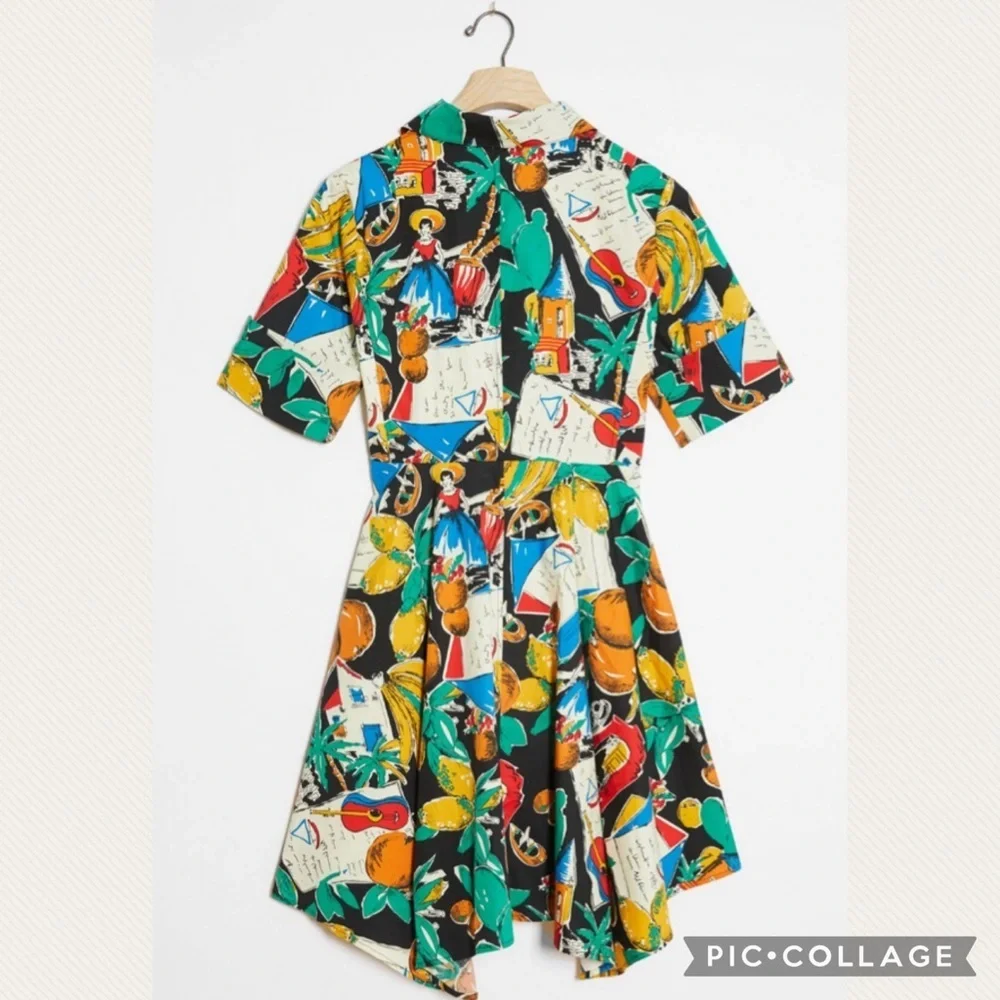 Anthro Eva Franco Alejandra Faux Wrap Mini Dress in Black Motif (Price Firm) - Picture 2 of 9